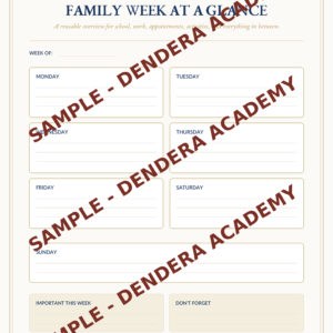 Dendera Academy™ Family Command Center — Reusable Home & School Organization Pack