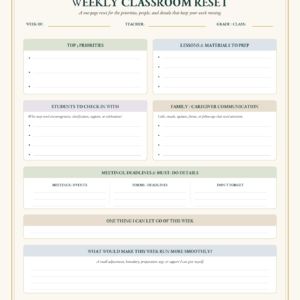 Dendera Academy™ Weekly Classroom Reset